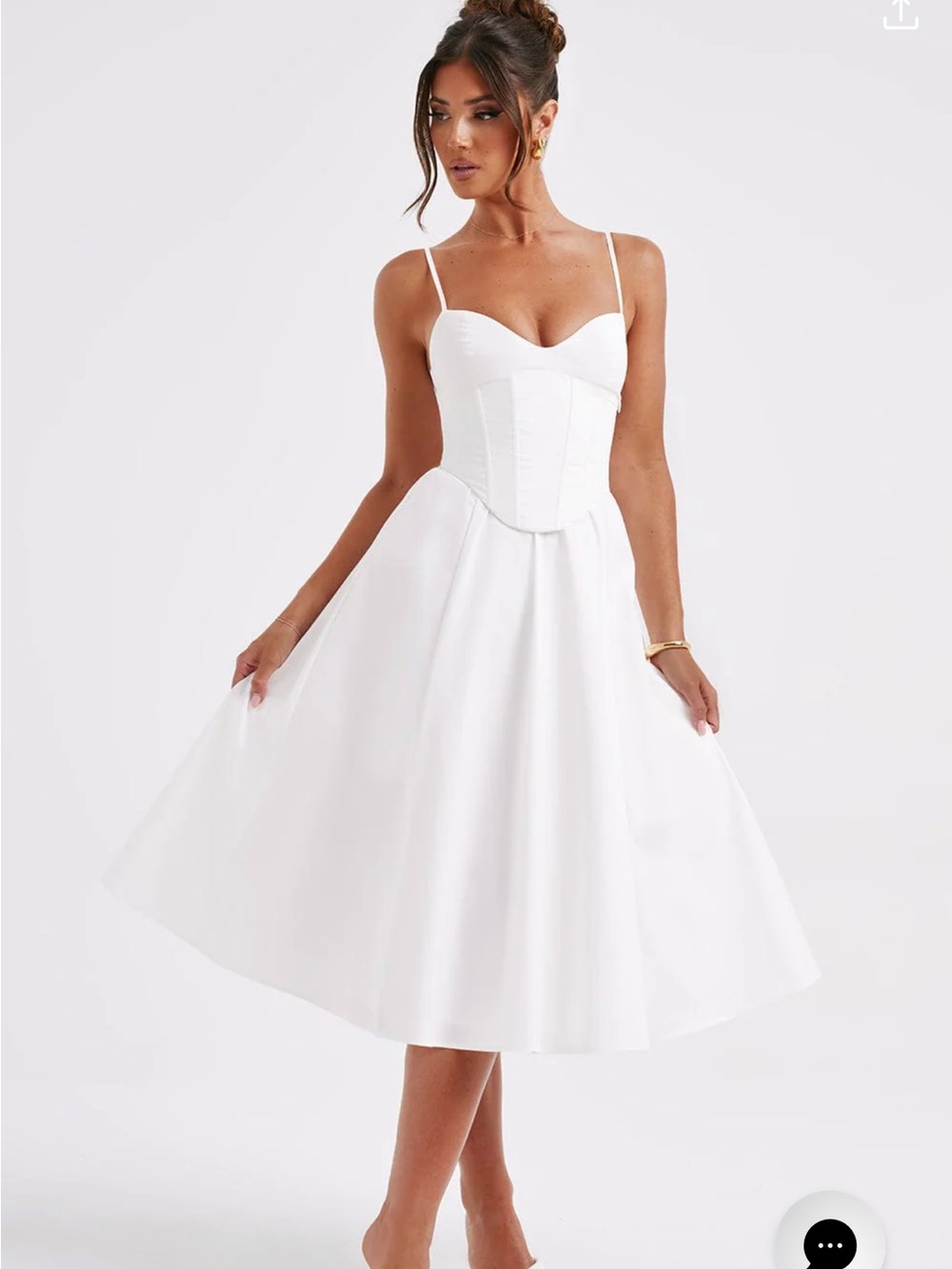 Structured Corset Midi Dress in White